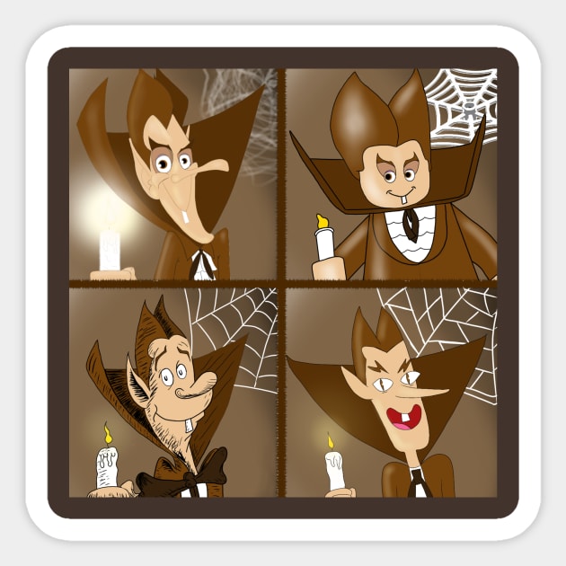 Count Chocula in four different styles Sticker by AndrewKennethArt